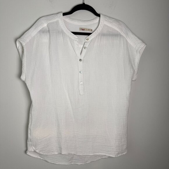 Faherty Dream Cotton Gauze Desmond Top White Size M Boho Coastal - Picture 5 of 10